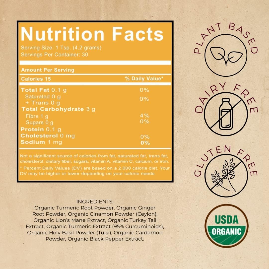 Pureshrooms Turmeric Latte w/ Lion's Mane & Turkey Tail